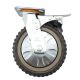 riin single 8inch plastic caster wheel industrial castor solid ribbed tread tyre with cover swivel with brake/lock rough terrain bolt side