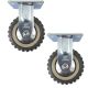 2pcs 5inch plastic caster wheel industrial castor solid ribbed tread tyre with cover fixed non-swivel rough terrain