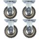 4pcs 5inch plastic caster wheel industrial castor solid ribbed tread tyre with cover fixed non-swivel rough terrain