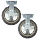2pcs 8inch plastic caster wheel industrial castor solid ribbed tread tyre with cover fixed non-swivel for flat or rough terrain