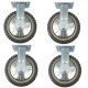 4pcs 8inch plastic caster wheel industrial castor solid ribbed tread tyre with cover fixed non-swivel for flat or rough terrain