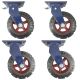 10inch super heavy duty caster wheel industrial castor solid ribbed tread tyre 2 swivel with lock + 2 swivel only for flat or rough terrain 1100kg left view