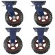 10inch super heavy duty caster wheel industrial castor solid ribbed tread tyre 2 swivel with lock + 2 swivel only for flat or rough terrain 1100kg left view