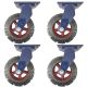 4pcs 10inch super heavy duty caster wheel industrial castor solid ribbed tread tyre swivel without brake/lock for flat or rough terrain 1100kg