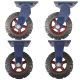 10inch super heavy duty caster wheel industrial castor solid ribbed tread tyre 2 swivel with lock + 2 swivel only for flat or rough terrain 1100kg left view