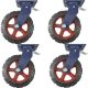 12inch super heavy duty caster wheel industrial castor solid ribbed tread tyre swivel with brake/lock for flat or rough terrain 1200kg each 4pcs