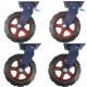 4pcs set 12inch super heavy duty caster wheel industrial castor solid ribbed tread tyre 2 swivel with lock + 2 swivel only for flat or rough terrain 1200kg each