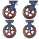 12inch super heavy duty caster wheel industrial castor solid ribbed tread tyre 2 swivel with lock + 2 fixed for flat or rough terrain 1200kg each
