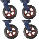 4pcs 12inch super heavy duty caster wheel industrial castor solid ribbed tread tyre swivel without brake/lock for flat or rough terrain 1200kg each