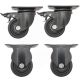 4pcs set 3inch low profile caster wheel industrial castor solid wide wheel 2 swivel&lock+ 2 fixed for furniture trolley bench 250kg ea