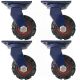 4pcs 6inch super heavy duty caster wheel industrial castor solid ribbed tread tyre swivel without brake/lock for flat or rough terrain