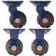 4pcs set 6inch super heavy duty caster wheel industrial castor solid ribbed tread tyre 2 swivel withou brake + 2 fixed for flat or rough terrain