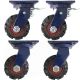 4pcs set 6inch super heavy duty caster wheel industrial castor solid ribbed tread tyre 2 swivel with lock + 2 swivel only for flat or rough terrain