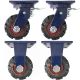 4pcs set 6inch super heavy duty caster wheel industrial castor solid ribbed tread tyre 2 swivel with lock + 2 fixed for flat or rough terrain