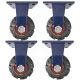 4pcs 6inch super heavy duty caster wheel industrial castor solid ribbed tread tyre fixed non swivel for flat or rough terrain