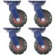 4pcs 8inch super heavy duty caster wheel industrial castor solid ribbed tread tyre swivel without brake/lock for flat or rough terrain
