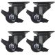 1.5inch low profile caster wheel industrial castor solid wide wheel swivel with brake/lock for furniture trolley bench 50kg each 4pcs