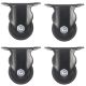 4pcs 2.5inch low profile caster wheel industrial castor solid wide wheel fixed non-swivel for furniture trolley bench 200kg ea