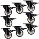 8pcs 3inch small solid hard plastic pu caster wheel light duty swivel with brake /lock industrial castor 100kg height 105mm for trolley furniture equipment