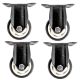 4pcs 3inch small solid hard plastic pu caster wheel light duty fixed/non-swivel industrial castor 100kg height 105mm for trolley furniture equipment