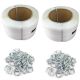 2 roll/1000m super heavy duty pe soft strap & 400pcs clips for cargo strapping logistics packing warehouse packaging pallet wrapping bundle binding width 19mm max tension 800kg