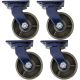 4pcs 6 inch super heavy duty caster wheel industrial castor all metal heat resistant swivel without brake/lock for flat ground and high temperature use 1200kg ea capacity 200mm high
