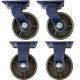 4pcs set 6 inch super heavy duty caster wheel industrial castor all metal heat resistant 2 swivel + 2 fixed for flat ground and high temperature use 1200kg ea capacity 200mm high