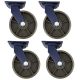 4pcs 8 inch super heavy duty caster wheel industrial castor all metal heat resistant swivel without brake/lock for flat ground and high temperature use 1500kg ea capacity 255mm high