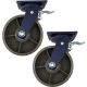 2pcs 8 inch super heavy duty caster wheel industrial castor all metal heat resistant swivel with brake/lock for flat ground and high temperature use 1500kg ea capacity 255mm high
