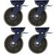 4pcs 8 inch super heavy duty caster wheel industrial castor all metal heat resistant swivel with brake/lock for flat ground and high temperature use 1500kg ea capacity 255mm high