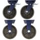 4pcs set 8 inch super heavy duty caster wheel industrial castor all metal heat resistant 2 swivel&lock + 2 fixed for flat ground and high temperature use 1500kg ea capacity 255mm high