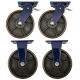 4pcs set 10 inch super heavy duty caster wheel industrial castor all metal heat resistant 2 swivel&lock + 2 fixed for flat ground and high temperature use 2000kg ea capacity 315mm high
