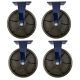 4pcs 12 inch super heavy duty caster wheel industrial castor all metal heat resistant non swivel / fixed for flat ground and high temperature use 3000kg ea capacity 370mm high