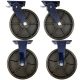 4pcs set 12 inch super heavy duty caster wheel industrial castor all metal heat resistant 2 swivel&lock + 2 fixed for flat ground and high temperature use 3000kg ea capacity 370mm high
