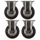 4pcs 4inch small stainless steel caster hard nylon wheel light duty non-swivel / fixed industrial castor 130kg ea height 130mm for trolley furniture equipment