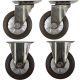 4pcs set 4inch small stainless steel caster hard nylon wheel light duty 2 swivel without lock + 2 fixed industrial castor 130kg ea height 130mm for trolley furniture equipment