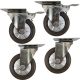 4pcs set 4inch small stainless steel caster hard nylon wheel light duty 2 swivel&lock + 2 swivel industrial castor 130kg ea height 130mm for trolley furniture equipment