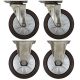 4pcs set 5inch small stainless steel caster hard nylon wheel light duty 2 swivel without lock + 2 fixed industrial castor 140kg ea height 156mm for trolley furniture equipment