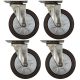 4pcs 5inch small stainless steel caster hard nylon wheel light duty swivel without brake/lock industrial castor 140kg ea height 156mm for trolley furniture equipment