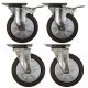 4pcs set 5inch small stainless steel caster hard nylon wheel light duty 2 swivel&lock + 2 swivel industrial castor 140kg ea height 156mm for trolley furniture equipment