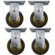 4pcs 4inch rubber caster wheel industrial castor solid ribbed tread tyre non swivel /fixed for flat or rough terrain 280kg ea