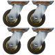 4pcs 4inch rubber caster wheel industrial castor solid ribbed tread tyre swivel without brake/lock for flat or rough terrain 280kg ea