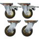 4pcs set 4inch rubber caster wheel industrial castor solid treaded tyre 2 swivel&lock + 2 swivel only for flat or rough terrain 280kg ea overall height 142mm