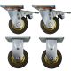 4pcs set 4inch rubber caster wheel industrial castor solid treaded tyre 2 swivel&lock + 2 fixed for flat or rough terrain 280kg ea overall height 142mm