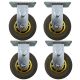 4pcs 5inch rubber caster wheel industrial castor solid ribbed tread tyre non swivel /fixed for flat or rough terrain 300kg each