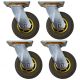 4pcs 5inch rubber caster wheel industrial castor solid ribbed tread tyre swivel without brake/lock for flat or rough terrain 300kg each