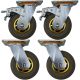 4pcs set 5inch rubber caster wheel industrial castor solid treaded tyre 2 swivel&lock + 2 swivel only for flat or rough terrain 300kg ea overall height 165mm