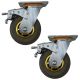 2pcs 5inch rubber caster wheel industrial castor solid ribbed tread tyre swivel with brake/lock for flat or rough terrain 300kg each