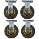 4pcs 6 inch rubber caster wheel industrial castor solid ribbed tread tyre non swivel /fixed for flat or rough terrain 350kg ea