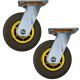 2pcs 6 inch rubber caster wheel industrial castor solid ribbed tread tyre swivel without brake/lock for flat or rough terrain 350kg ea